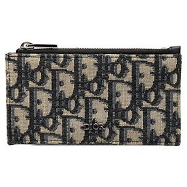 Christian Dior Dior Carteira de Cartões com Zíper / Porta-moedas Oblique