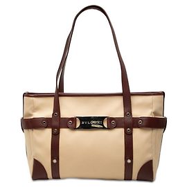 Bulgari Borsa tote in tela e pelle Bvlgari