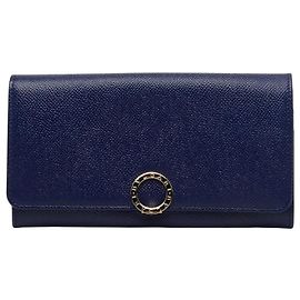 Bulgari Cartera larga Bvlgari en piel azul