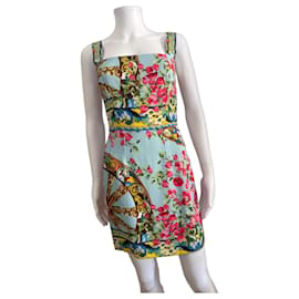 Dolce & Gabbana Vestido Curto Estampa Floral Azul Claro