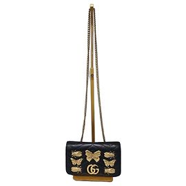 Gucci GG Marmont Biene Mini Wallet on Chain - Schwarz