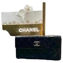Cartera Chanel Classic Long Flap Cuero Charol Negro