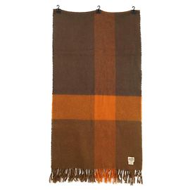 Hermès Hermes Wolle Stola mit Karomuster und Fransen