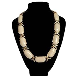 Collana Statement Talbots Tono Oro e Smalto Crema - Autre Marque