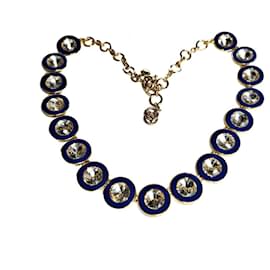 Collana Statement J.Crew Smalto Blu e Cristalli Tono Oro