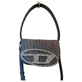 Diesel 1DR Borsa a Tracolla in Denim Monogram con Strass