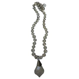 Collana Sonia Rykiel in metallo argentato e cristalli con pendente a goccia