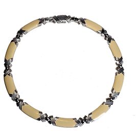 Simonetta Ravizza Collana Monet in smalto crema e argento