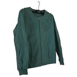 KOOKAÏ Giacca Bomber in Pelle Verde Ricamata