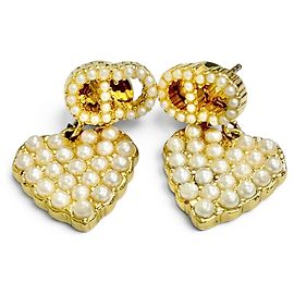 Orecchini Christian Dior Faux Pearl CD Logo Heart Motif