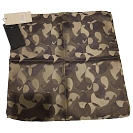 Pochette en soie Giorgio Armani motif cachemire - Marron