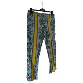 Pantaloni Philosophy di Lorenzo Serafini stampa floreale e righe gialle