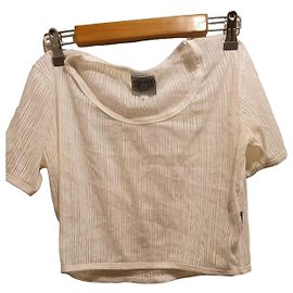 Versace Jeans Couture Camiseta blanca de punto acanalado