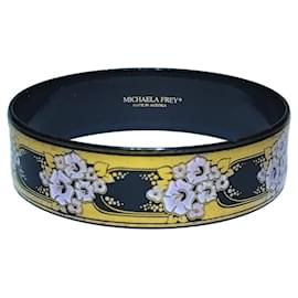 Michaela Frey Jugendstil Emaille Armreif Schwarz Gold