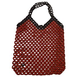 CP Company Tote-Bag aus Holzperlen Rot/Schwarz