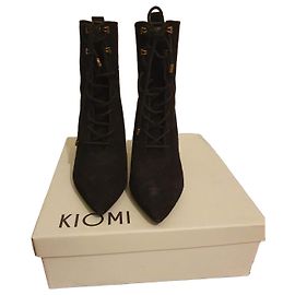 Autre Marque Kiomi schwarze Schnürstiefeletten aus Wildleder