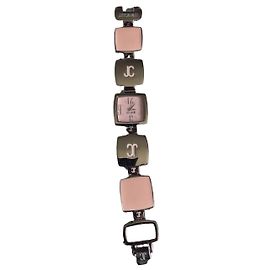 Just Cavalli Orologio Juicy Couture in metallo argentato con maglie quadrate rosa