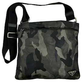 Borsa a tracolla Prada nera e kaki