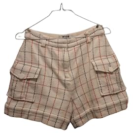 MSGM Pantaloncini in tweed a quadri bianchi e rossi - Msgm