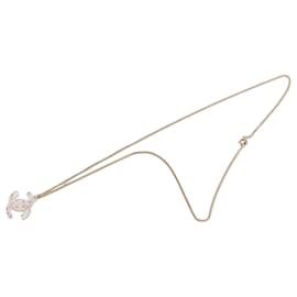 Collana con pendente Chanel Gold CC placcato oro strass e resina