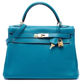 Hermès Blue Clemence Kelly II Retourne 32