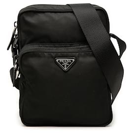 Borsa a tracolla Prada Black Tessuto Zip Top