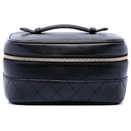 Neceser Chanel Black CC de piel de cordero acolchada