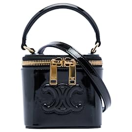 Celine Vanity Case Mini in vernice nera Triomphe - Céline