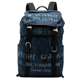Salvatore Ferragamo Zaino Ferragamo in denim stampato blu