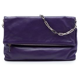 Borsa a tracolla con patta in morbida pelle di vitello viola Prada