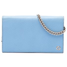 Portafoglio Betty in pelle di vitello blu con catena Gucci