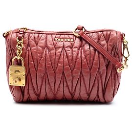 Borsa a tracolla in pelle matelassé rossa Miu Miu