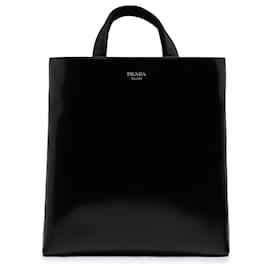 Bolso Tote de cuero Spazzolato negro Prada