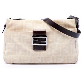 Bolso de hombro Fendi en lona Zucca beige