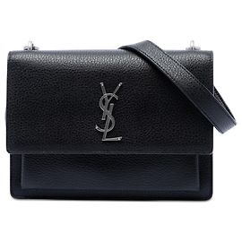 Bolsa transversal Monogram Sunset em couro de bezerro de grão médio preto Saint Laurent