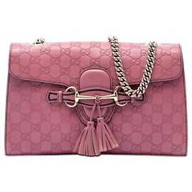 Borsa a tracolla Gucci Pink Medium Guccissima Emily