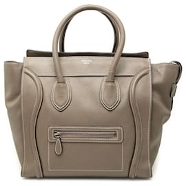 Borsa Tote Mini Luggage in pelle di vitello marrone Celine - Céline