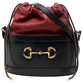 Borsa bucket Gucci 1955 Horsebit in pelle di vitello nera