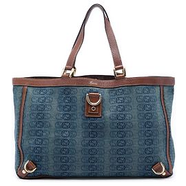 Bolso Tote Abbey D Ring en denim azul Gucci con Interlocking G