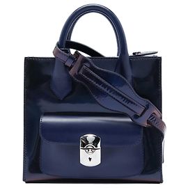 Borsa Balenciaga Blue Mini Patent Padlock All Afternoon Satchel