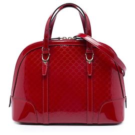 Borsa Gucci Red Small Microguccissima in vernice Nice Dome