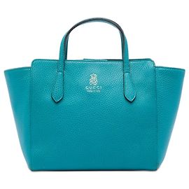 Bolsa de mão Mini Swing em pele de vitelo azul Gucci
