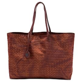 Tote Bottega Veneta Brown Nylon Intrecciolusion