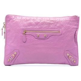 Clutch piatta Balenciaga Pink Lambskin Motocross Giant 12 Zip Around