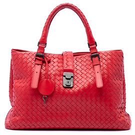 Bottega Veneta Roma Tote aus rotem Nappa Intrecciato, Größe Medium
