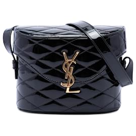 Borsa a tracolla June Box in vernice trapuntata nera Saint Laurent