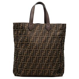 Fendi Vertikaler Shopping Tote aus braunem Zucca Canvas
