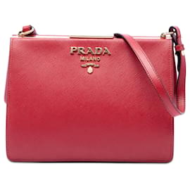 Borsa a tracolla Prada Red Saffiano and City Calf Light Frame