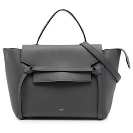 Céline Borsa Belt Celine in pelle di vitello granulata grigia Mini
