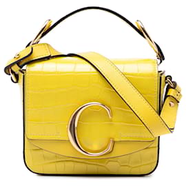 Borsa Chloé Yellow Mini Croc Embossed Calfskin C Satchel